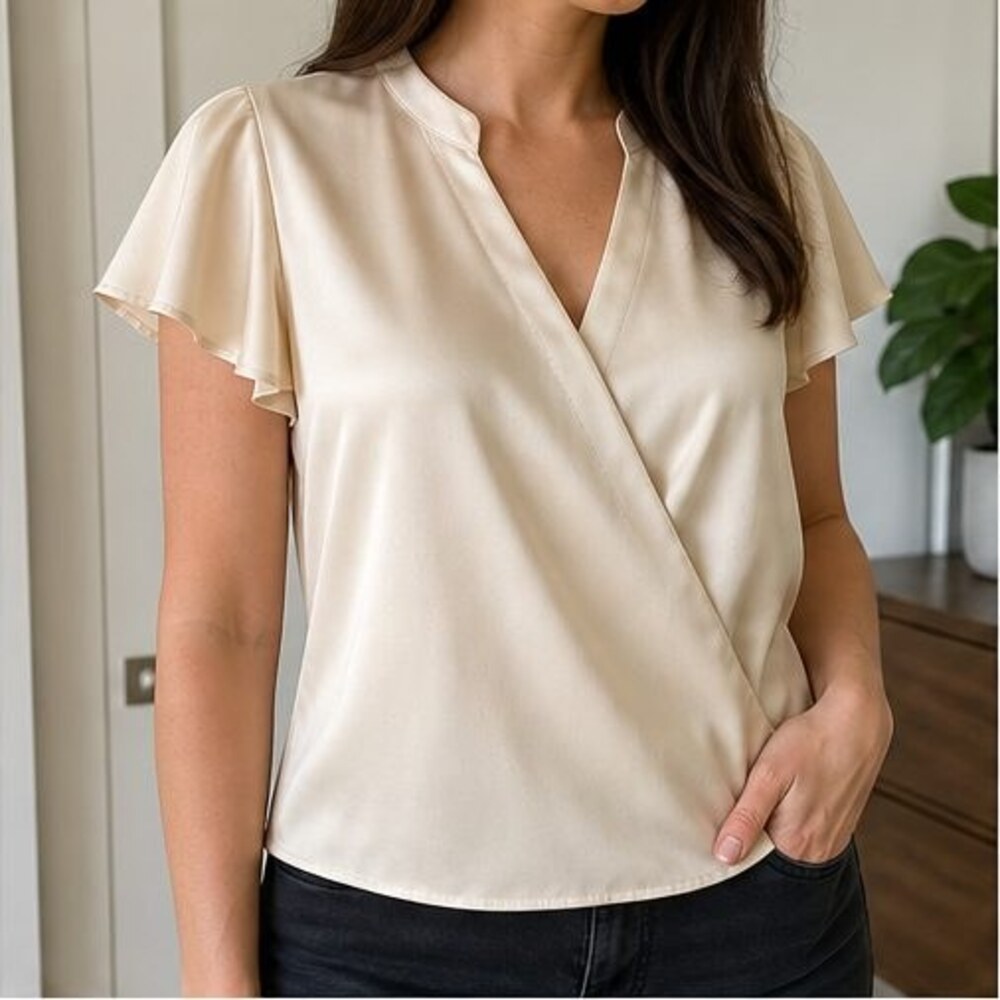 Cream Ruffle Blouse - Picture 2 of 6